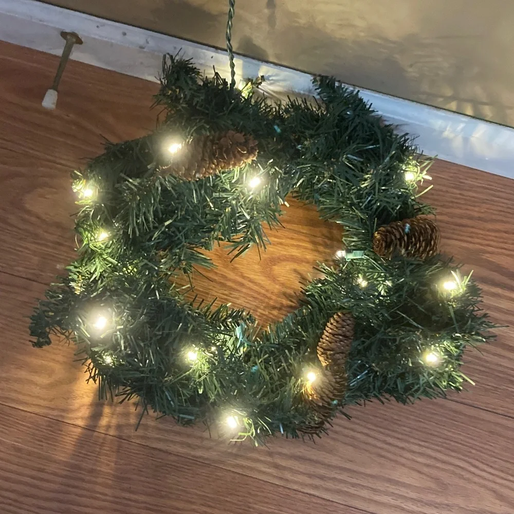 Festive Green Holiday Wreath with Lights